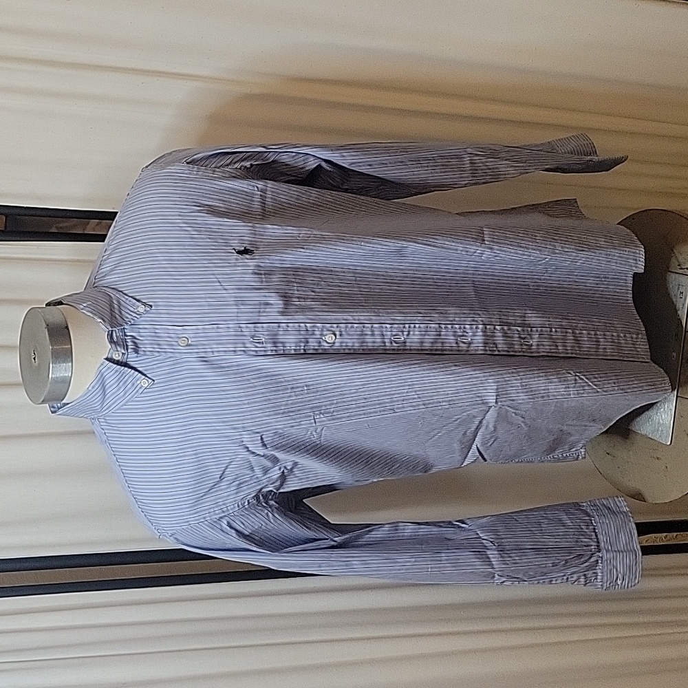 Polo Ralph‎ Lauren Custom Fit L/S Casual Shirt, XL, Blue w/ Dark Blue/Wht Strips